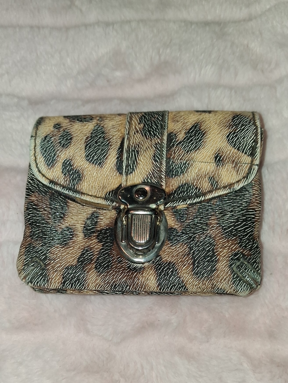 Vintage Volcom Leopard Print Convertible Wallet Clutch - Tan and Black